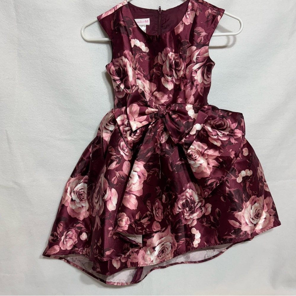 Bonnie Jean Burgundy Floral Dress